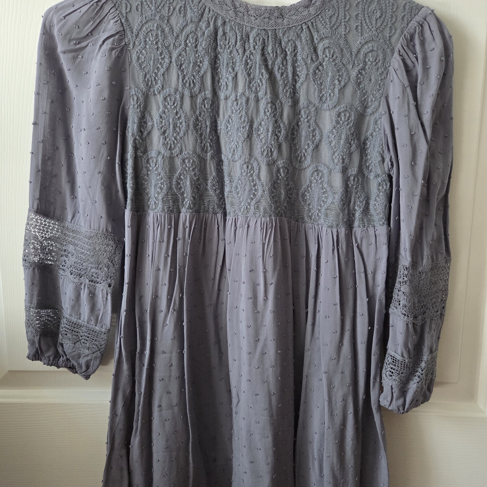 Anthropologie Gray Lace Blouse
